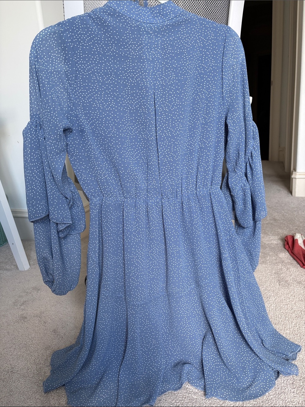 Women's Blue Dot Ruffle Dress - Picture 3 of 3